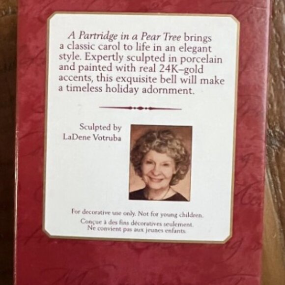 Hallmark-A Partridge in a Pear Tree 2001Porcelain 24k Gold Keepsake Ornament*NEW - Picture 4 of 4